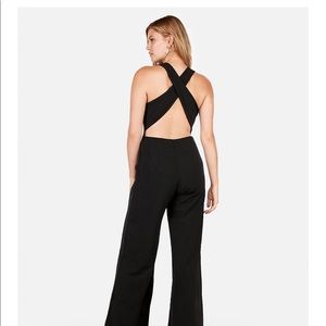 Express wide leg black jumpsuit with open back